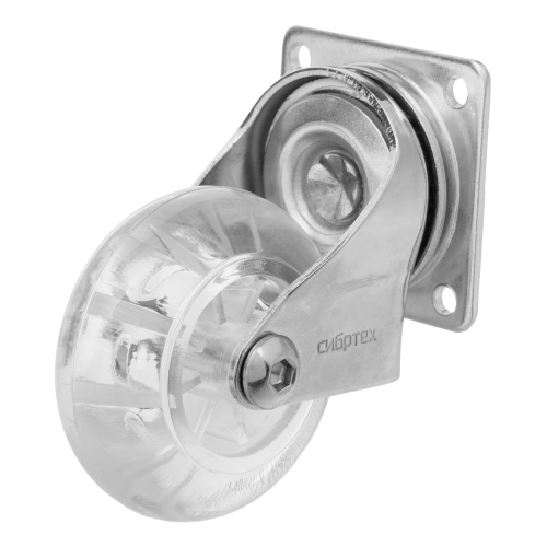 Колесо ПУ прозрачное поворотное d-50 мм, крепление платформенное Сибртех по ценам производителя в Челябинске с доставкой по всей России