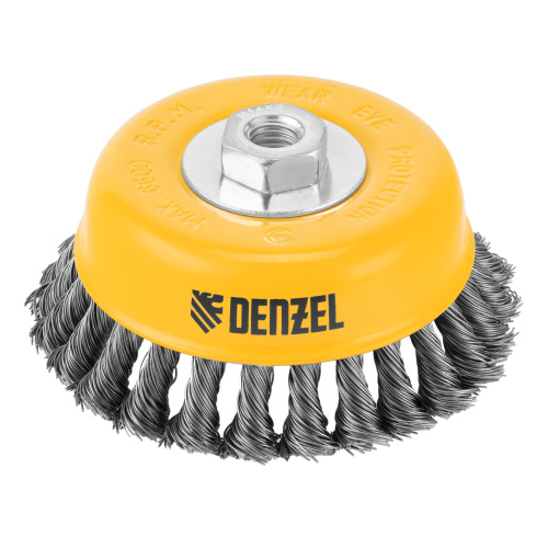 Щетка для УШМ, 125 мм, "Чашка", крученая нержавеющая проволока 0.5 мм, М14 Denzel по ценам производителя в Челябинске с доставкой по всей России