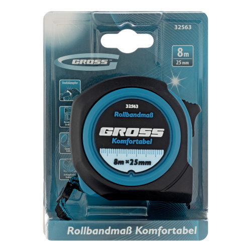 Рулетка Komfortabel 8 м х 25 мм,обрезиненный корпус Gross по ценам производителя в Челябинске с доставкой по всей России
