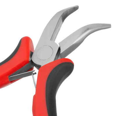 Длинногубцы изогнутые Mini, 130 мм, никелированные, авторазжим, двухкомпонентные рукоятки Matrix по ценам производителя в Челябинске с доставкой по всей России