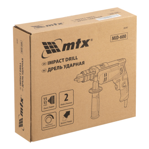 Дрель ударная MID-600, 600 Вт, 0-3000 об/мин, 0-48000 уд/мин MTX по ценам производителя в Челябинске с доставкой по всей России