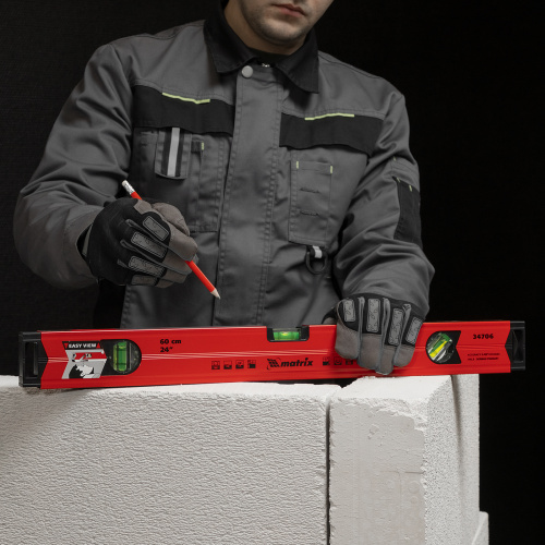 Уровень алюминиевый магнитный, 600 мм, фрезерованный, 3 глазка (1 зеркальный) усиленный Matrix по ценам производителя в Челябинске с доставкой по всей России