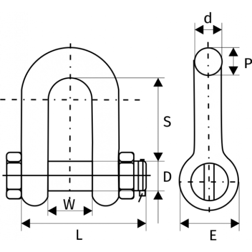 Скоба прямая  8,5 т, G2150, с гайкой и шплинтом размер 1 по ценам производителя в Челябинске с доставкой по всей России