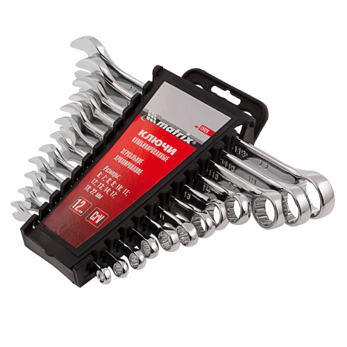 Набор ключей комбинированных, 6-22 мм, 12 шт, CrV, полированный хром Matrix по ценам производителя в Челябинске с доставкой по всей России