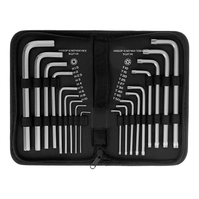 Набор ключей имбусовых HEX-Torx , 18 шт: HEX 1.5-10 мм, T10-T50, CrV, удлиненных, с сатиновым покрытием Matrix по ценам производителя в Челябинске с доставкой по всей России