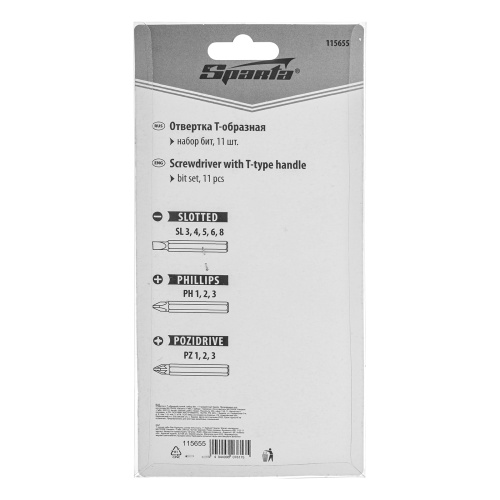 Отвертка с Т-образной ручкой, набор бит, 11 шт, Sparta по ценам производителя в Челябинске с доставкой по всей России