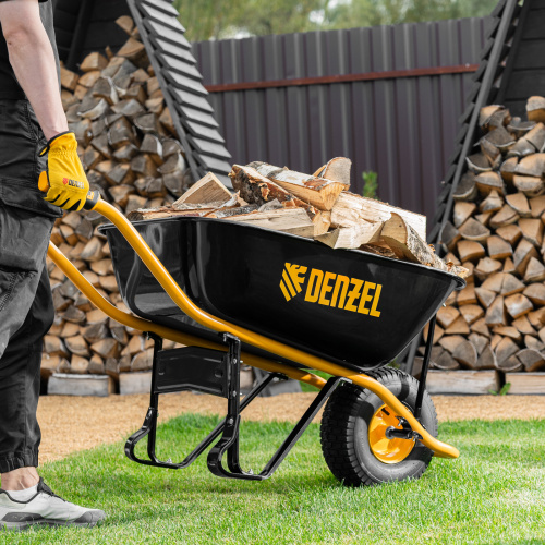 Тачка строительная, усиленная, объем 130 л, 230 кг, колесо 15х6.00-6 Denzel по ценам производителя в Челябинске с доставкой по всей России