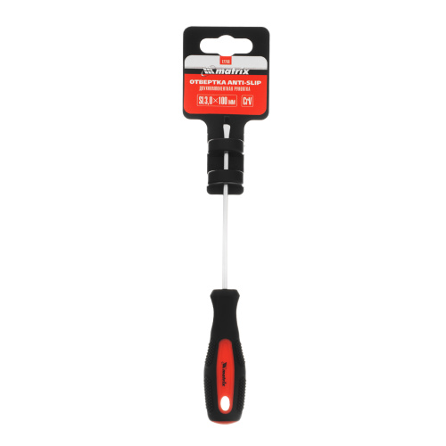 Отвертка Anti-Slip, SL3 х 100 мм, CrV, двухкомпонентная рукоятка Matrix по ценам производителя в Челябинске с доставкой по всей России