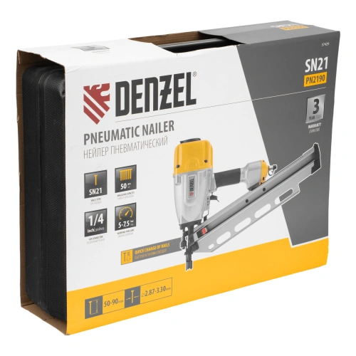 Нейлер пневматический PN2190 для гвоздей SN21 от 50 до 90 мм Denzel по ценам производителя в Челябинске с доставкой по всей России