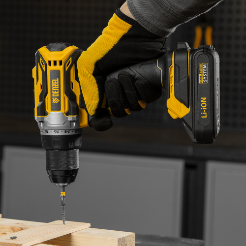 Дрель-шуруповерт аккумуляторная, бесщет. BLDL-18-02 Li-Ion, 18 В Denzel по ценам производителя в Челябинске с доставкой по всей России