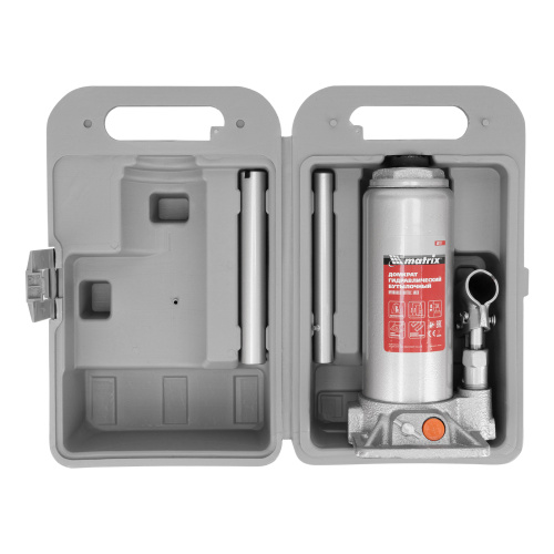 Домкрат гидравлический бутылочный, 6 т, h подъема 216-413 мм, в пластиковом кейсе Matrix по ценам производителя в Челябинске с доставкой по всей России
