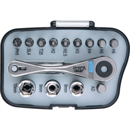 Реверсивная трещотка с набором бит и торцевыми головками, 14 шт Барс по ценам производителя в Челябинске с доставкой по всей России