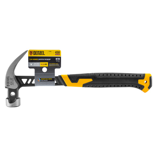 Молоток-гвоздодер 450 г, цельнокованый,боек с магнитом, двухкомп. обрезин. рук-ка Denzel по ценам производителя в Челябинске с доставкой по всей России