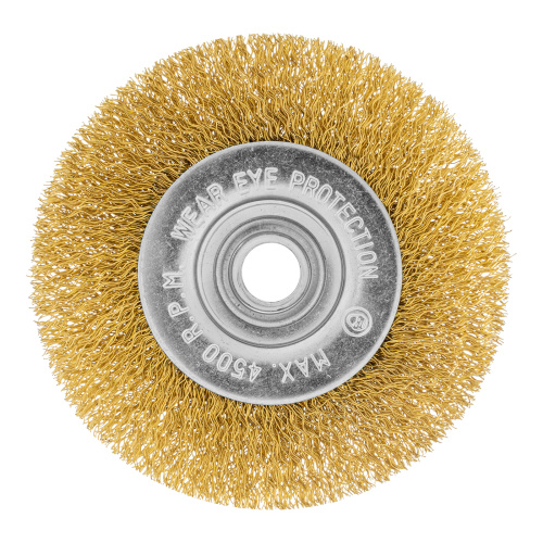 Щетка для УШМ, 100 мм, М14, плоская, латунированная витая проволока Matrix по ценам производителя в Челябинске с доставкой по всей России