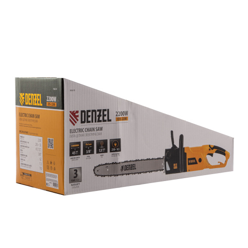 Пила цепная электрическая EDS-2200, 2.2 кВт,продольная, шина 45 см, шаг 3/8, паз 1.3 мм, 62 звена Denzel по ценам производителя в Челябинске с доставкой по всей России