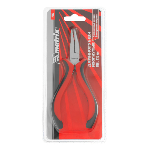 Длинногубцы изогнутые Mini, 130 мм, никелированные, авторазжим, двухкомпонентные рукоятки Matrix по ценам производителя в Челябинске с доставкой по всей России