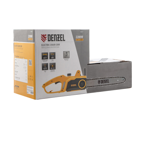 Пила цепная электрическая EDS-2200P, 2.2 кВт,поперечная, шина 45 см, шаг 3/8, паз 1.3 мм, 63 звена Denzel по ценам производителя в Челябинске с доставкой по всей России
