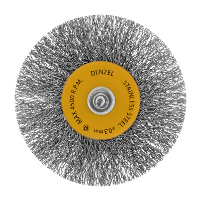 Набор щеток для дрели, 5 Плоских 25-38-50-63-75 мм, шпилька, нерж. вит. проволока Denzel по ценам производителя в Челябинске с доставкой по всей России