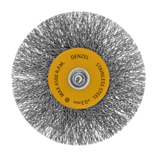 Набор щеток для дрели, 5 Плоских 25-38-50-63-75 мм, шпилька, нерж. вит. проволока Denzel по ценам производителя в Челябинске с доставкой по всей России