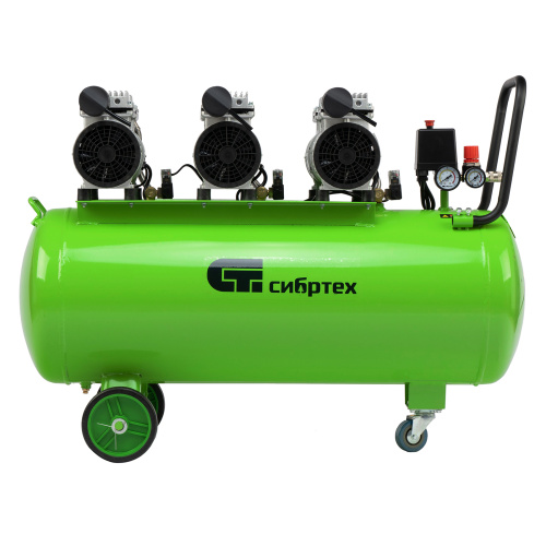 Компрессор безмаслянный малошумный МБ 2250/100, 2250 Вт, 100л, 400 л/мин Сибртех по ценам производителя в Челябинске с доставкой по всей России