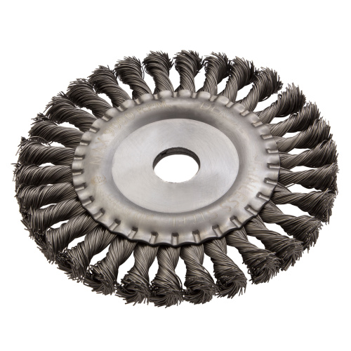 Щетка для УШМ, 150 мм, "Плоская", крученая нержавеющая проволока 0.5мм, посадка 22.2 мм Denzel по ценам производителя в Челябинске с доставкой по всей России