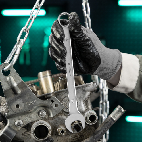 Набор ключей комбинированных, 8-19 мм, 8 шт, CrV, матовый хром Stels по ценам производителя в Челябинске с доставкой по всей России