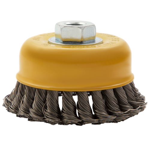 Щетка для УШМ, 100 мм, "Чашка", крученая нержавеющая проволока 0.5 мм, М14 Denzel по ценам производителя в Челябинске с доставкой по всей России