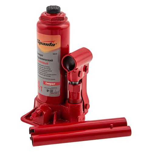 Домкрат гидравлический бутылочный, 4 т, h подъема 180–320 мм Sparta Compact по ценам производителя в Челябинске с доставкой по всей России