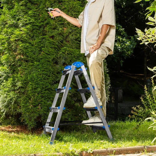 Стремянка двухсторонняя 4 ступени, сталь профиль, стальные ступени, Сибртех по ценам производителя в Челябинске с доставкой по всей России