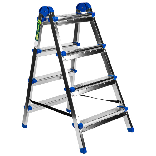 Стремянка двухсторонняя 4 ступени, сталь профиль, стальные ступени, Сибртех по ценам производителя в Челябинске с доставкой по всей России