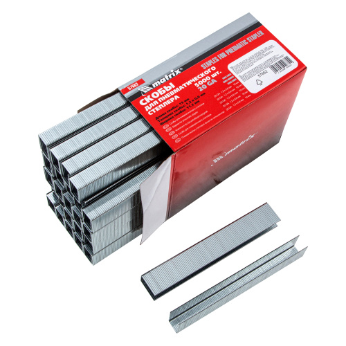 Скобы для пневматического степлера, 19 мм, ширина 1.2 мм, толщина 0.6 мм, ширина скобы 11.2 мм, 5000 шт Matrix по ценам производителя в Челябинске с доставкой по всей России