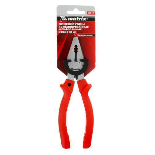 Плоскогубцы комбинированные Standard, 180 мм, шлифованные, пластмассовые рукоятки Matrix по ценам производителя в Челябинске с доставкой по всей России