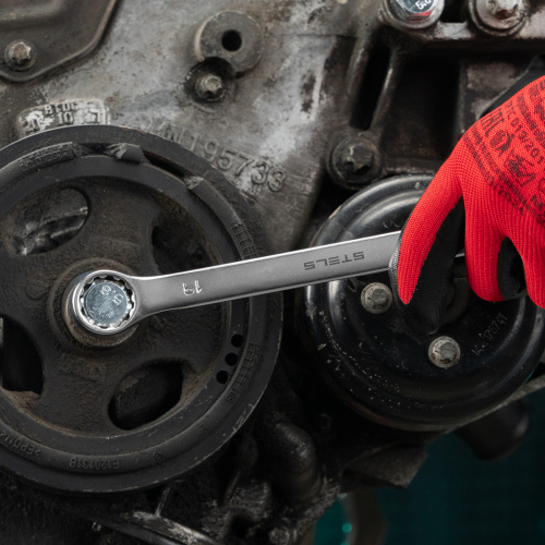 Ключ комбинированный, 19 мм, CrV, матовый хром Stels по ценам производителя в Челябинске с доставкой по всей России