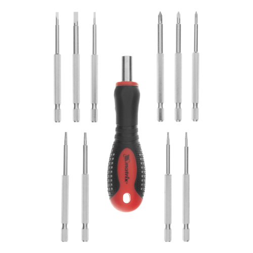 Отвертка для точных работ Fusion с насадками, 11 предметов, в пластиковом пенале, трехкомпонентная рукоятка Matrix по ценам производителя в Челябинске с доставкой по всей России