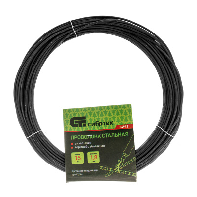 Проволока стальная 15 м, вязальная, термообработанная 1.8 мм Сибртех по ценам производителя в Челябинске с доставкой по всей России