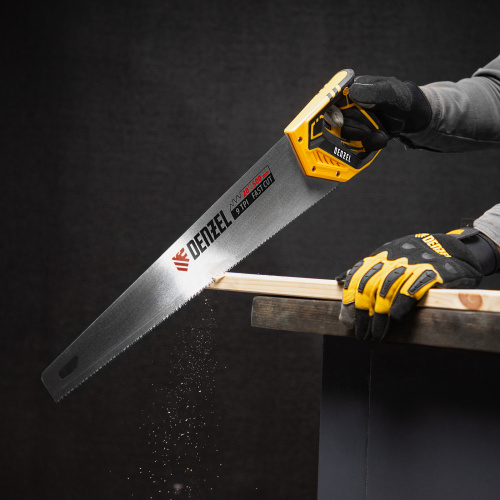 Ножовка по дереву, 500 мм, 9 TPI, зуб 3D, двухкомпонентная рукоятка Denzel по ценам производителя в Челябинске с доставкой по всей России