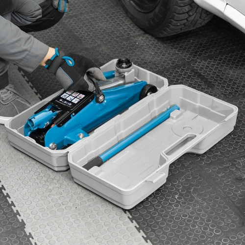 Домкрат гидравлический подкатной, 2 т, h подъема 140-340 мм, в кейсе Stels по ценам производителя в Челябинске с доставкой по всей России