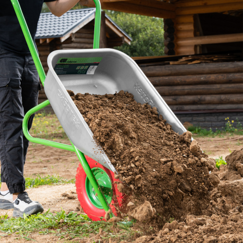 Тачка садово-строительная с PU колесом, грузоподъемность 180 кг, объем 90 л Сибртех по ценам производителя в Челябинске с доставкой по всей России