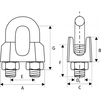Зажим для троса DIN 741, D = 19/20 мм по ценам производителя в Челябинске с доставкой по всей России