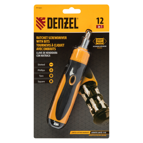 Отвертка реверсивная, механизм SmartPush 12 шт, S2 Denzel по ценам производителя в Челябинске с доставкой по всей России