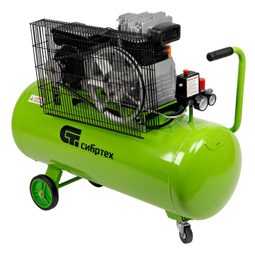 Компрессор воздушный КР-2200/100, 2.2 кВт, 350 л/мин, 100 л, ременной привод, масляный Сибртех по ценам производителя в Челябинске с доставкой по всей России