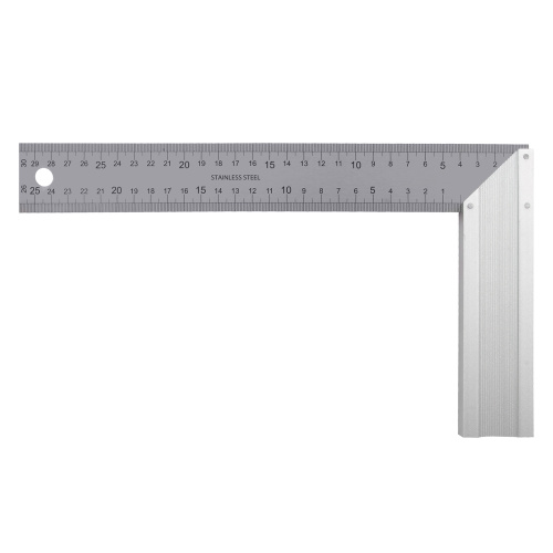Угольник стальной 300 мм, нержавеющая сталь, градуировка, алюминиевое основание Denzel по ценам производителя в Челябинске с доставкой по всей России