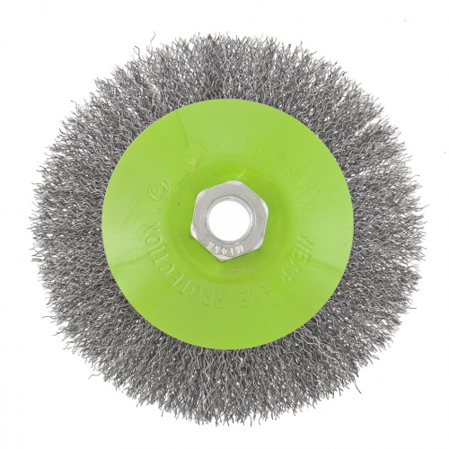 Щетка для УШМ, 125 мм, М14, "тарелка", витая проволока Сибртех по ценам производителя в Челябинске с доставкой по всей России