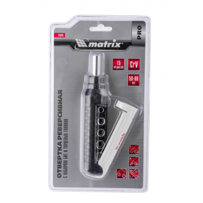 Отвертка реверсивная с набором бит и торцевых головок, 15 шт, CrV Matrix Pro по ценам производителя в Челябинске с доставкой по всей России