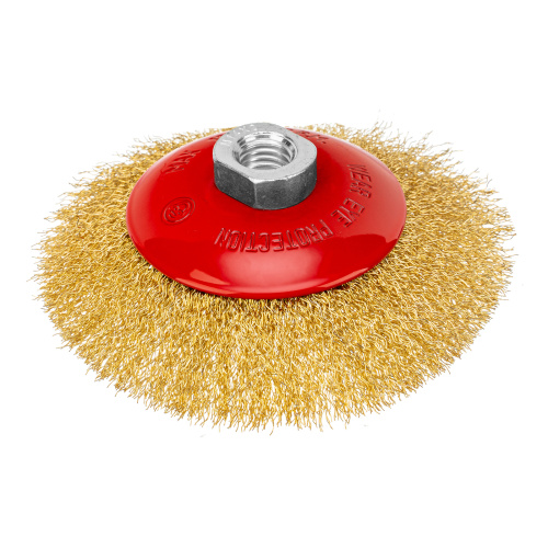 Щетка для УШМ, 125 мм, М14, "тарелка", латунированная витая проволока Matrix по ценам производителя в Челябинске с доставкой по всей России