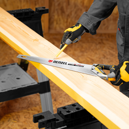 Ножовка по дереву, 450 мм, 11 TPI, зуб 3D, металлопластиковая рукоятка Denzel по ценам производителя в Челябинске с доставкой по всей России