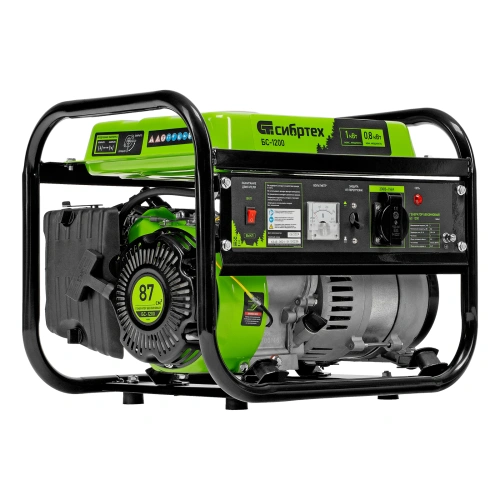 Генератор бензиновый БС-1200, 1 кВт, 230 В, четырехтактный, 5.5 л, ручной стартер Сибртех по ценам производителя в Челябинске с доставкой по всей России