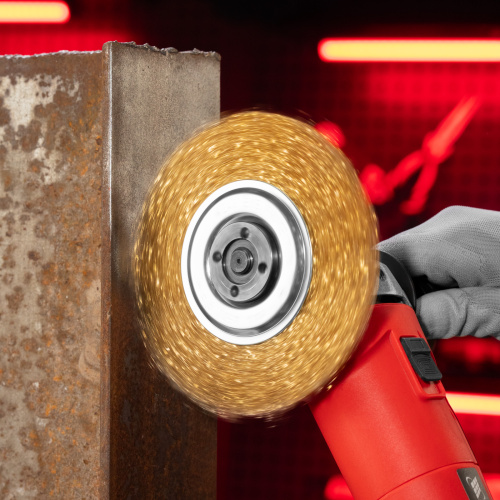 Щетка для УШМ, 150 мм, посадка 22.2 мм, плоская, латунированная витая проволока Matrix по ценам производителя в Челябинске с доставкой по всей России