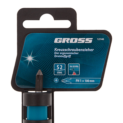 Отвертка PH1 x 100 мм, S2, трехкомпонентная ручка Gross по ценам производителя в Челябинске с доставкой по всей России