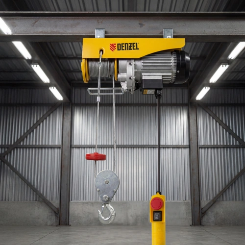 Тельфер электрический TF-800, 0.8 т, 1300 Вт, высота 12 м, 8 м/мин Denzel по ценам производителя в Челябинске с доставкой по всей России